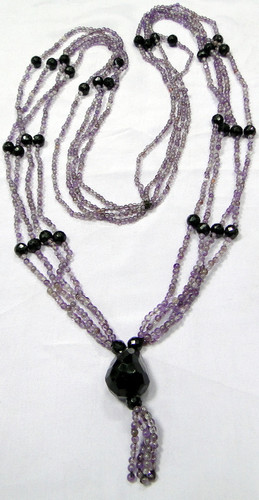 Natural Amethyst black spinal gemstone strand necklace -10074