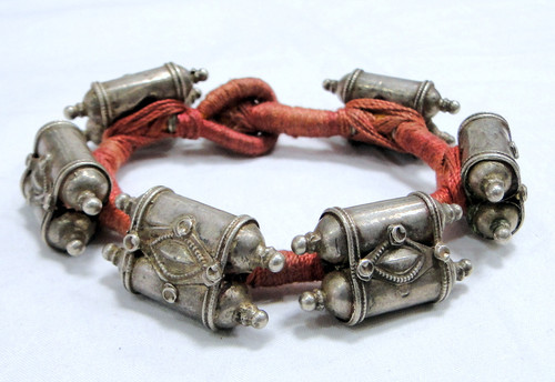 Ethnic tribal old silver beads bracelet jewelry 11562