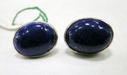 silver cufflinks 925 sterling silver & Lapis gemstones cufflinks pair-11798