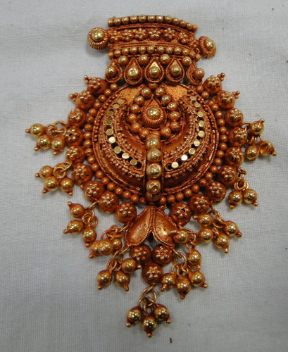 Gold Pendant necklace vintage style 22 K gold large Pendant jewelry-11840