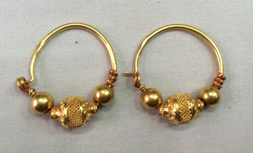 Gold earrings hoops Vintage 22 k gold large hoop earrings jewelry 11890