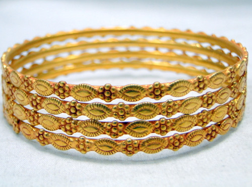 gold bangle bracelet set of 4 pcs 22 k gold vintage handmade jewelry 11907