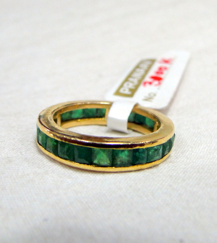 Gold Natural Emerald Ring Band 14K Handmade fine jewelry engagement wedding Green