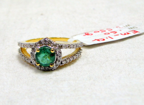 Gold Natural Emerald Diamond Ring 14K Handmade fine jewelry engagement wedding Green 493-22