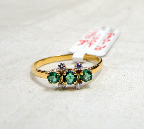 Gold Natural Emerald Diamond Ring 14K Handmade fine jewelry engagement wedding Green 493-23