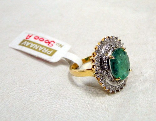 Gold Natural Emerald Diamond Ring 14K Handmade fine jewelry engagement wedding Green 493-25
