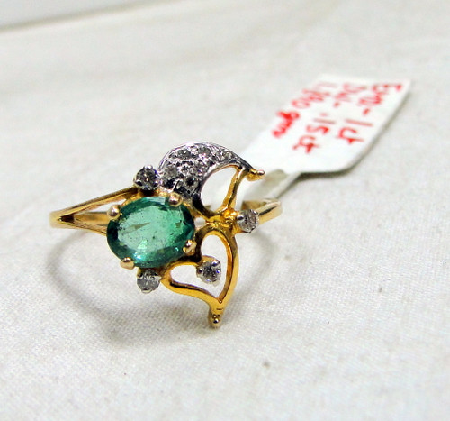 Gold Natural Emerald Diamond Ring 14K Handmade fine jewelry engagement wedding Green 493-33