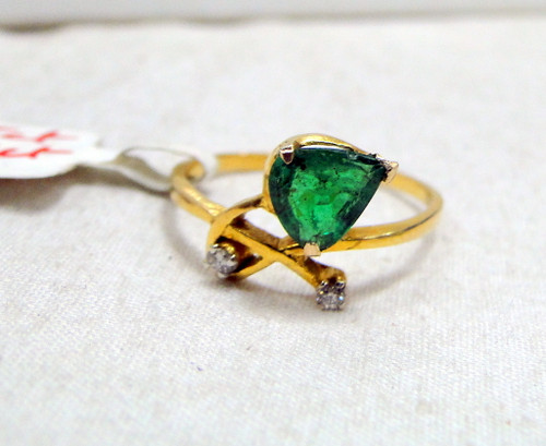Gold Natural Emerald Diamond Ring 14K Handmade fine jewelry engagement wedding Green 493-34