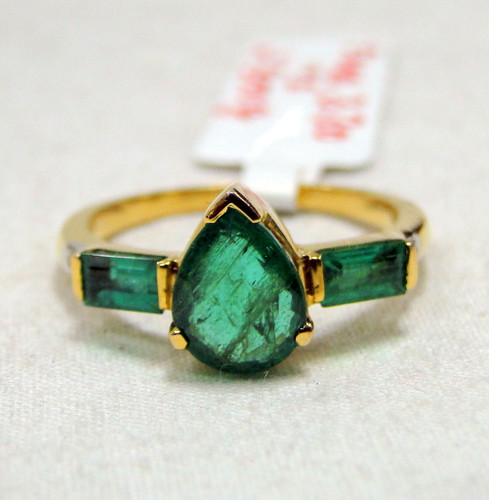 Gold Natural Emerald Diamond Ring 14K Handmade fine jewelry engagement wedding Green 493-37