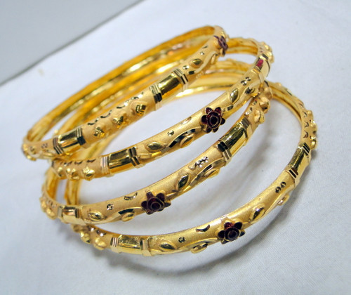 Gold Bangles 22K solid gold fine handmade jewelry traditional India wedding jewels