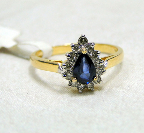 Gold Blue Sapphire Diamond Ring 14K Handmade fine jewelry engagement wedding Blue 493-38