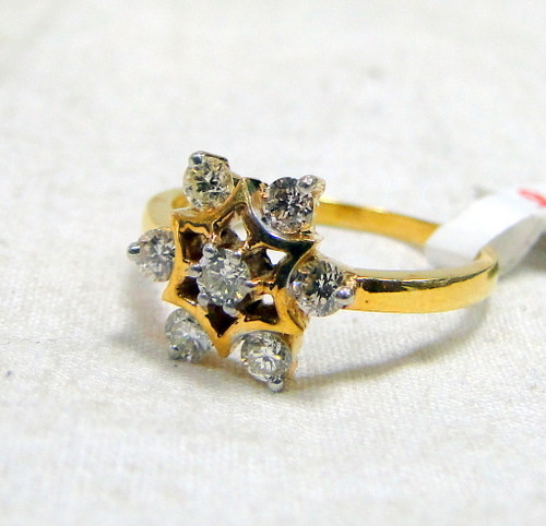 Gold Diamond Ring 14K Handmade fine jewelry engagement wedding jewellery floral 493-21