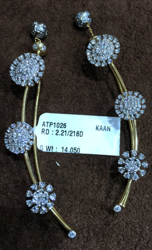 Diamond Earrings 18K solid gold fine Jewelry  494-178