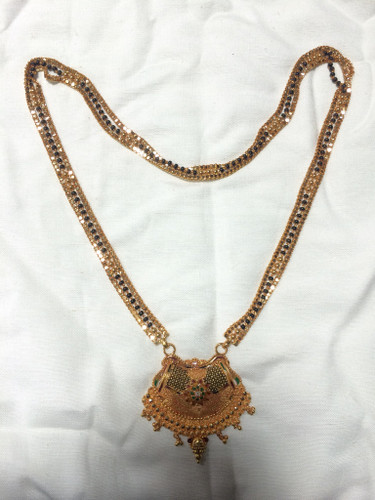 Gold Mangalsutra chain Necklace 22K Gold long wedding necklace 495-074