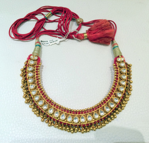 22K Gold Choker Necklace Kundan Jadau Indian jewelry 497-014