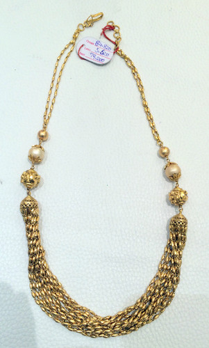 22K Gold Long beaded Necklace Strand with pearls 497-076