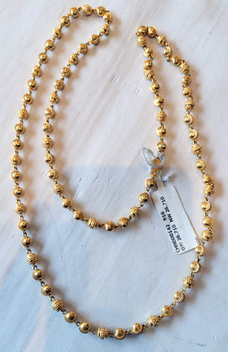 22K Gold Beads Necklace strand fine handmade jewelry 497-105