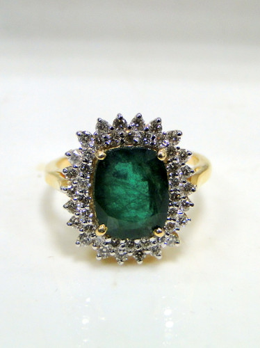 18K Gold Natural Emerald Diamond Ring Engagement 25