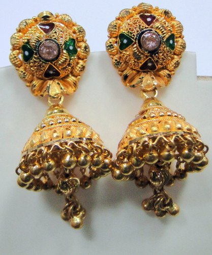 22K Gold Earrings Dangles Indian Jewelry