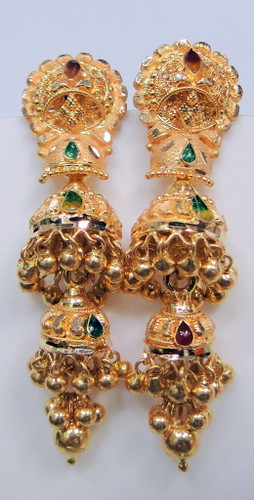 22K Gold Earrings fine chandelier jewelry 12068