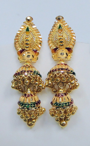 22K Gold Earrings fine chandelier jewelry 12075