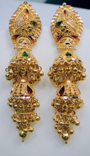 22K Gold Earrings fine chandelier jewelry 12080