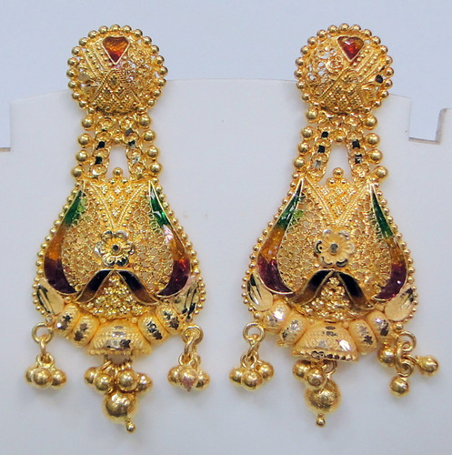 22K Gold Earrings fine chandelier jewelry 12083