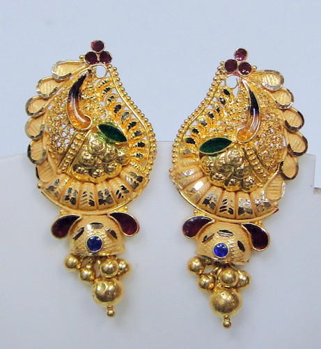 22K Gold Studs Earrings fine jewelry 12084