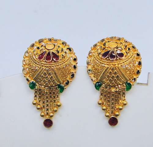 22K Gold Studs Earrings fine jewelry 12087