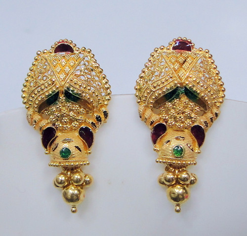 22K Gold Studs Earrings fine jewelry 12088
