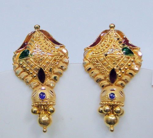 22K Gold Studs Earrings fine jewelry 12089