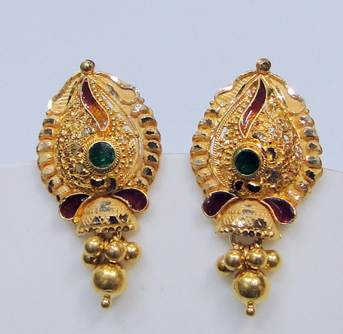 22K Gold Studs Earrings fine jewelry 12094