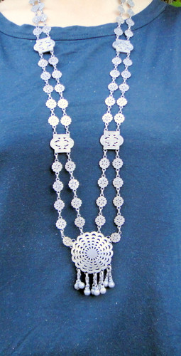 Vintage Sterling Silver Long Necklace 13110