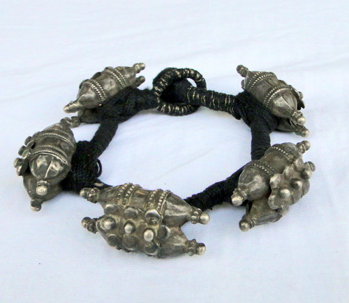 Ethnic Tribal Old Silver Beads Bracelet From Rajasthan India 13139