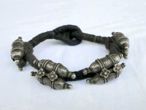 Ethnic Tribal Old Silver Beads Bracelet From Rajasthan India 13140