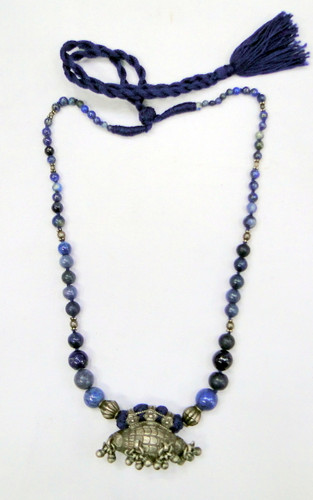 Ethnic Tribal Old Sterling  Silver Lapis Lazuli Gemstone Necklace 13201
