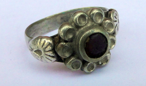 Ethnic Tribal Old  Silver Onyx  set Ring  Rajasthan India