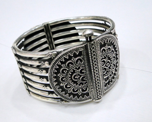925 Sterling Silver Wide Cuff Bangle Bracelet 13270