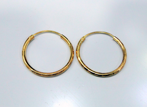 Vintage 22K Gold plain Hoop Earring pair Hallmarked Handmade fine Jewellery