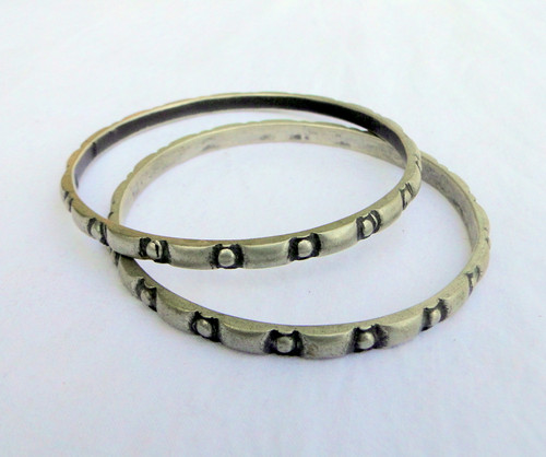 Ethnic Tribal old Solid Silver small  Bangle Bracelet Rajasthan India Dance jewelry