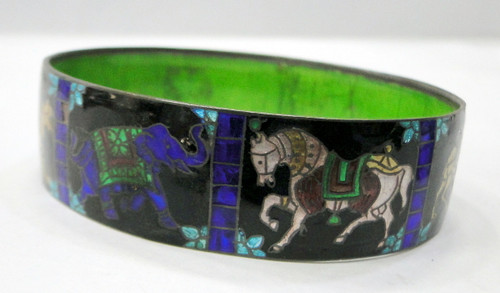 Sterling Silver Enamel Work Wide Bangle meenakari 13427