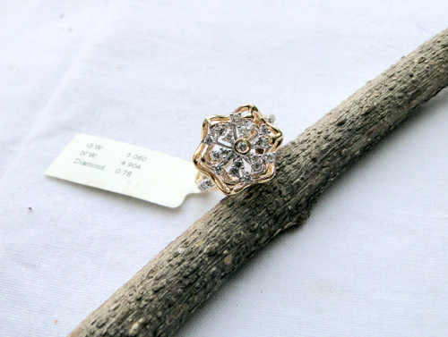 18K Solid Gold Marked Real Diamond wedding Engagement Ring Fine Gift Jewelry 574-133