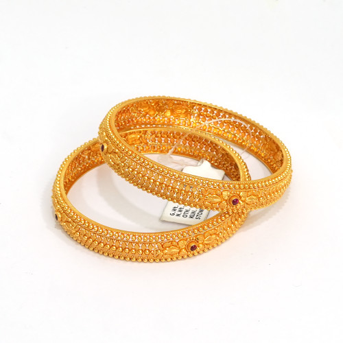 22 K Solid Gold Bangles Pair Fine Handmade Jewelry Hallmarked -175