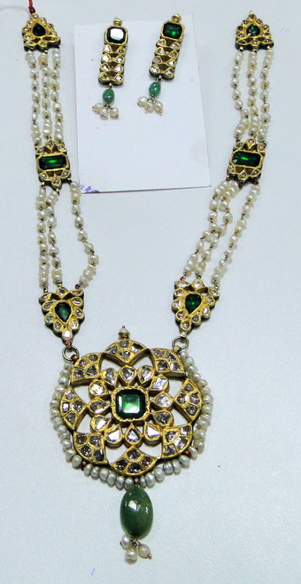 20 ct Gold polki Diamond vintage antique necklace set kundan meena work