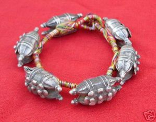 VINTAGE ANTIQUE TRIBAL OLD SILVER BRACELET RAJASTHAN 629