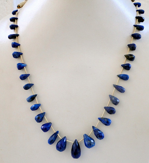 100 CT FACETED LAPIS GEMSTONE DROPS STRAND NECKLACE BEADS