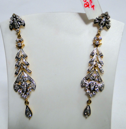 14 K solid gold Diamond earrings chandelier