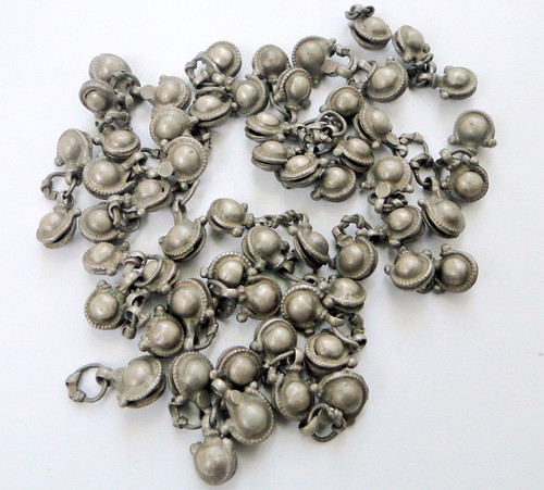 vintage tribal old silver charms bells pendnats beads jewelry