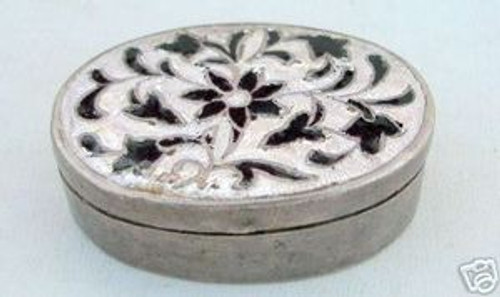 ANCIENT STERLING SILVER ENAMEL WORK BOX SNUFF BOX 1025