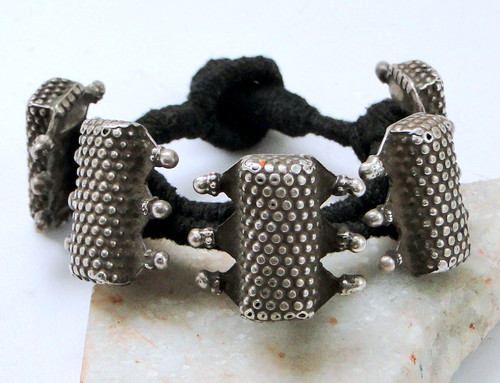 VINTAGE STERLING SILVER TRIBAL OLD BEAD BRACELET ETHNIC 5836
